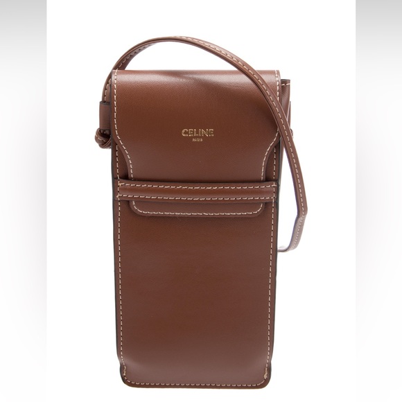 NEW Celine Brown Leather Phone Sunglass Case Pouch Crossbody limited edition - Picture 12 of 16